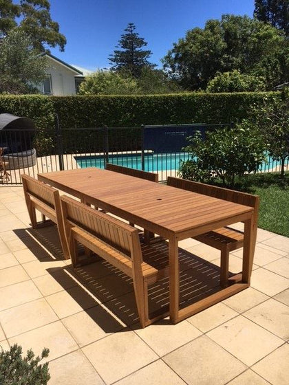 Large Outdoor Timber Dining Sets - The Entertainer Design with Backs