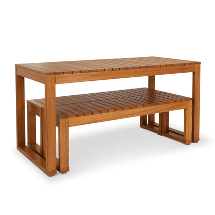 3 piece Outdoor Timber Dining Set - Slim Line Design