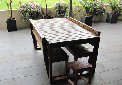 5 Piece Outdoor Timber Dining Set with backs - Exemplar & Slim Line Designs