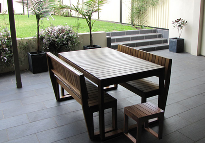 5 Piece Outdoor Timber Dining Set with backs - Exemplar & Slim Line Designs
